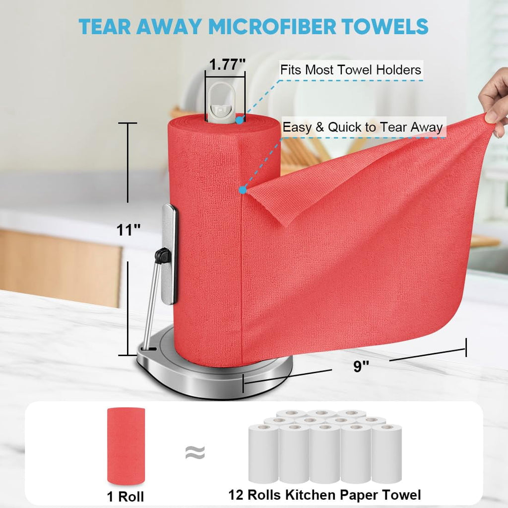 Microfiber Cleaning Cloth Roll, Blue Shop Towels 55 Sheets Washable, Microfiber Towels For Cars, Blue Rags Reusable Paper Towel For Automotive, Workshop, House, Kitchen, Cleaning Supplies11×9"
