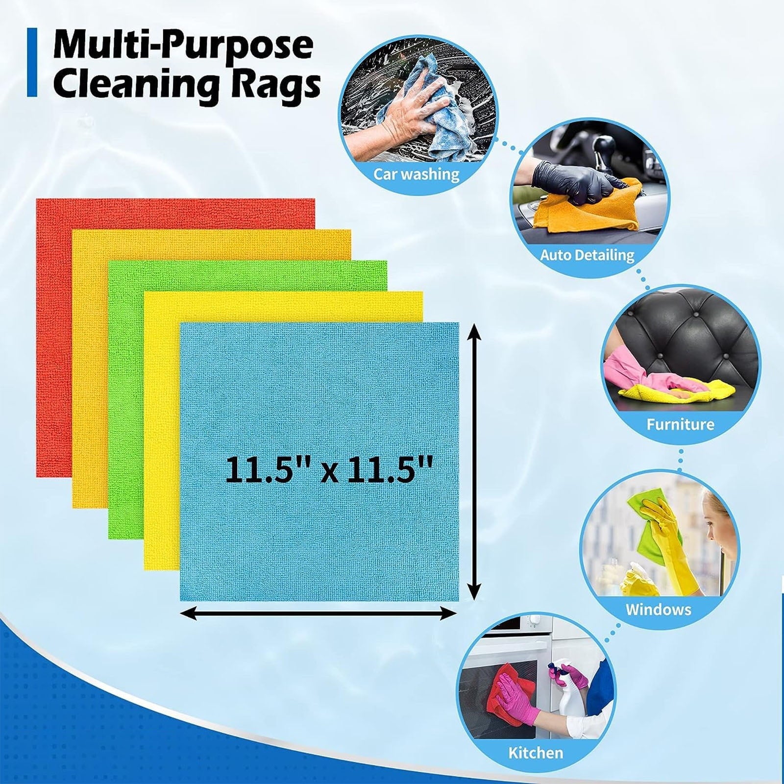10/20/40-Piece Microfiber Cleaning Cloth Set - Ultra-Absorbent &amp; Quick-Drying, Streak-Free &amp; Stain-Free, Ideal for Kitchen, Bathroom, Car, and Furniture - Durable Reusable Towels, Multi-Purpose Clean