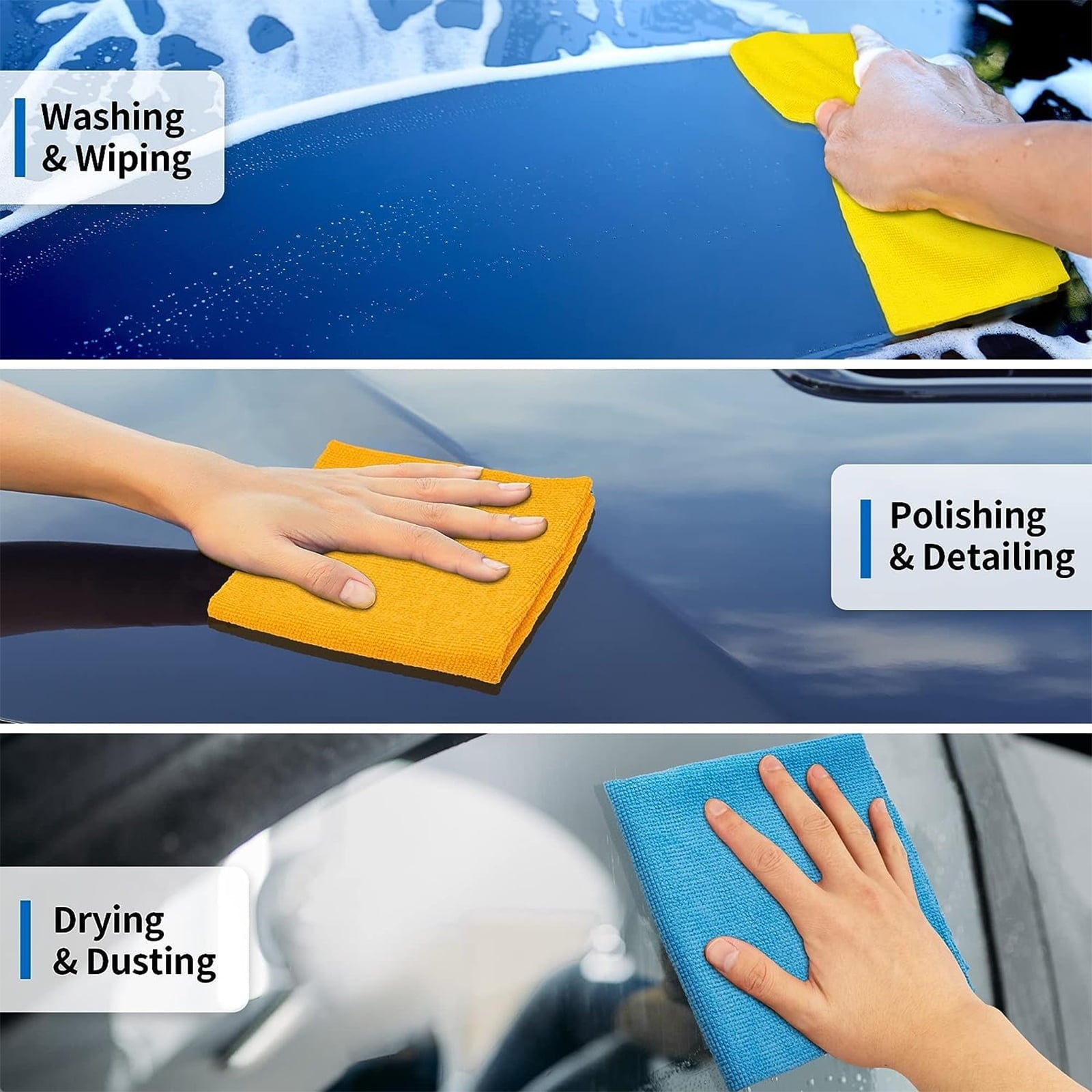 10/20/40-Piece Microfiber Cleaning Cloth Set - Ultra-Absorbent &amp; Quick-Drying, Streak-Free &amp; Stain-Free, Ideal for Kitchen, Bathroom, Car, and Furniture - Durable Reusable Towels, Multi-Purpose Clean