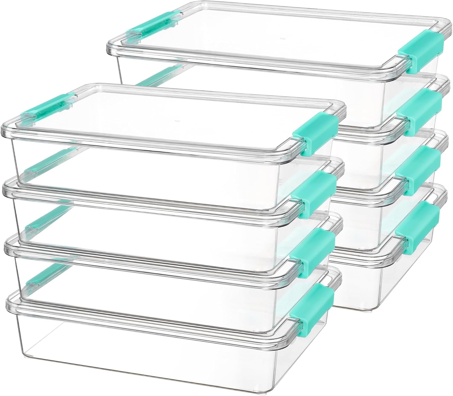 6 Qt Plastic Storage Bins with Lids, Clear Sensory Bins, Arts Crafts Organizers and Storage, Stackable Containers for Home Office and School Supplies, 8 Pack