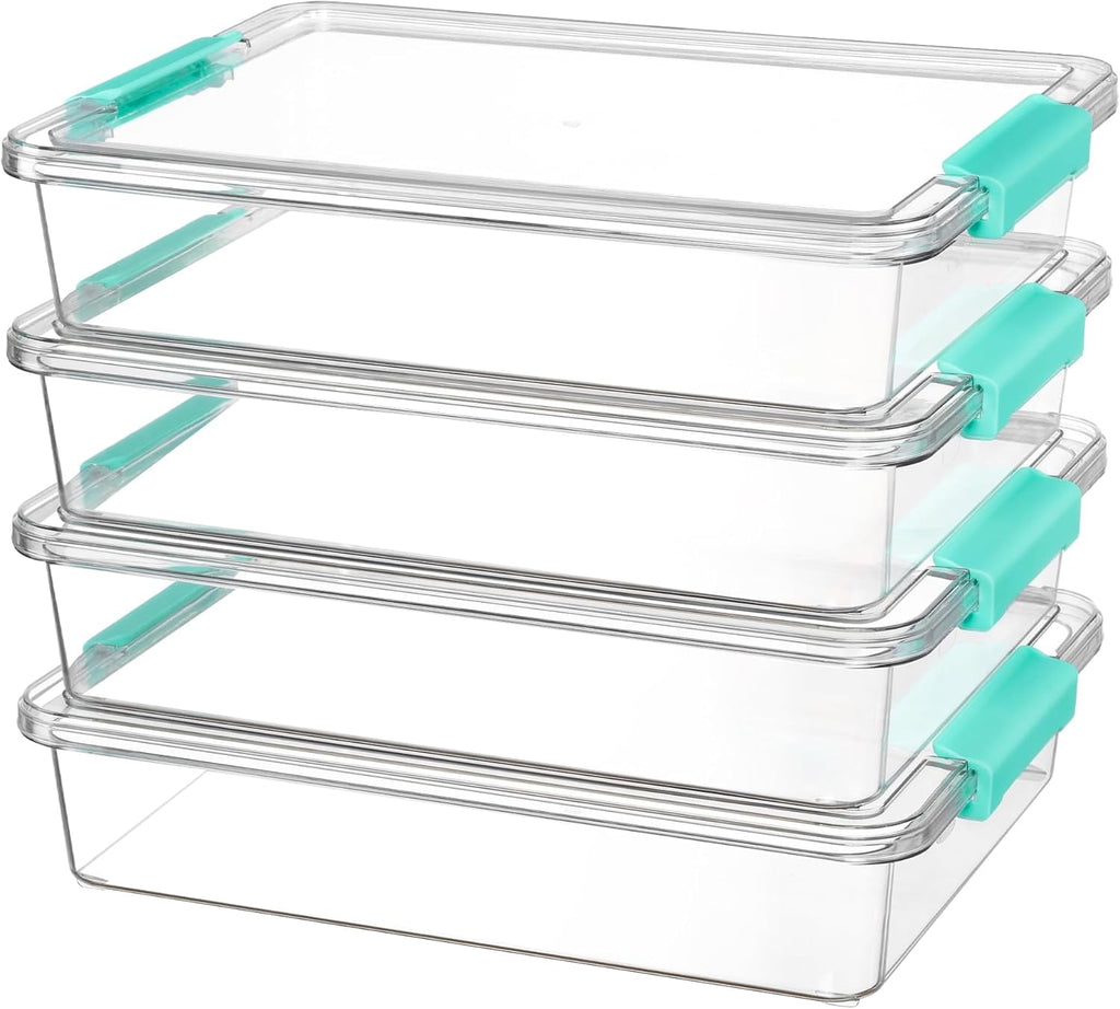 6 Qt Plastic Storage Bins with Lids, Clear Sensory Bins, Arts Crafts Organizers and Storage, Stackable Containers for Home Office and School Supplies, 8 Pack