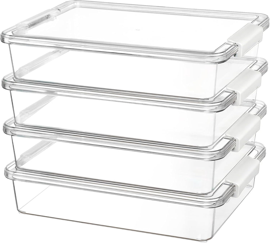 6 Qt Plastic Storage Bins with Lids, Clear Sensory Bins, Arts Crafts Organizers and Storage, Stackable Containers for Home Office and School Supplies, 8 Pack