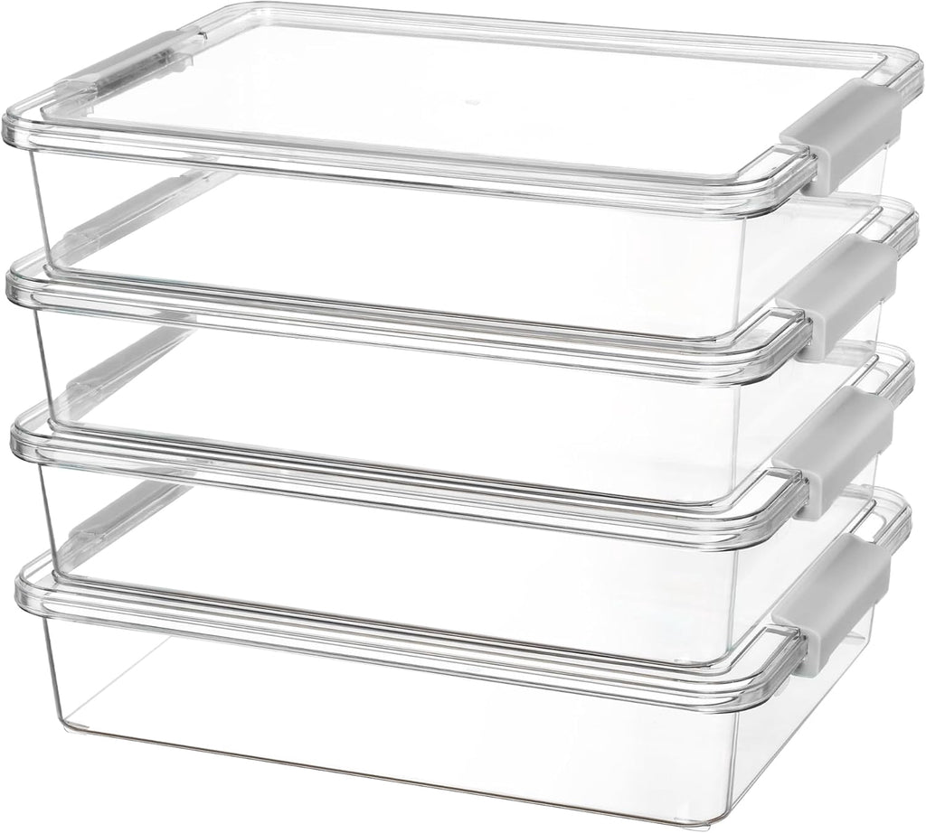 6 Qt Plastic Storage Bins with Lids, Clear Sensory Bins, Arts Crafts Organizers and Storage, Stackable Containers for Home Office and School Supplies, 8 Pack