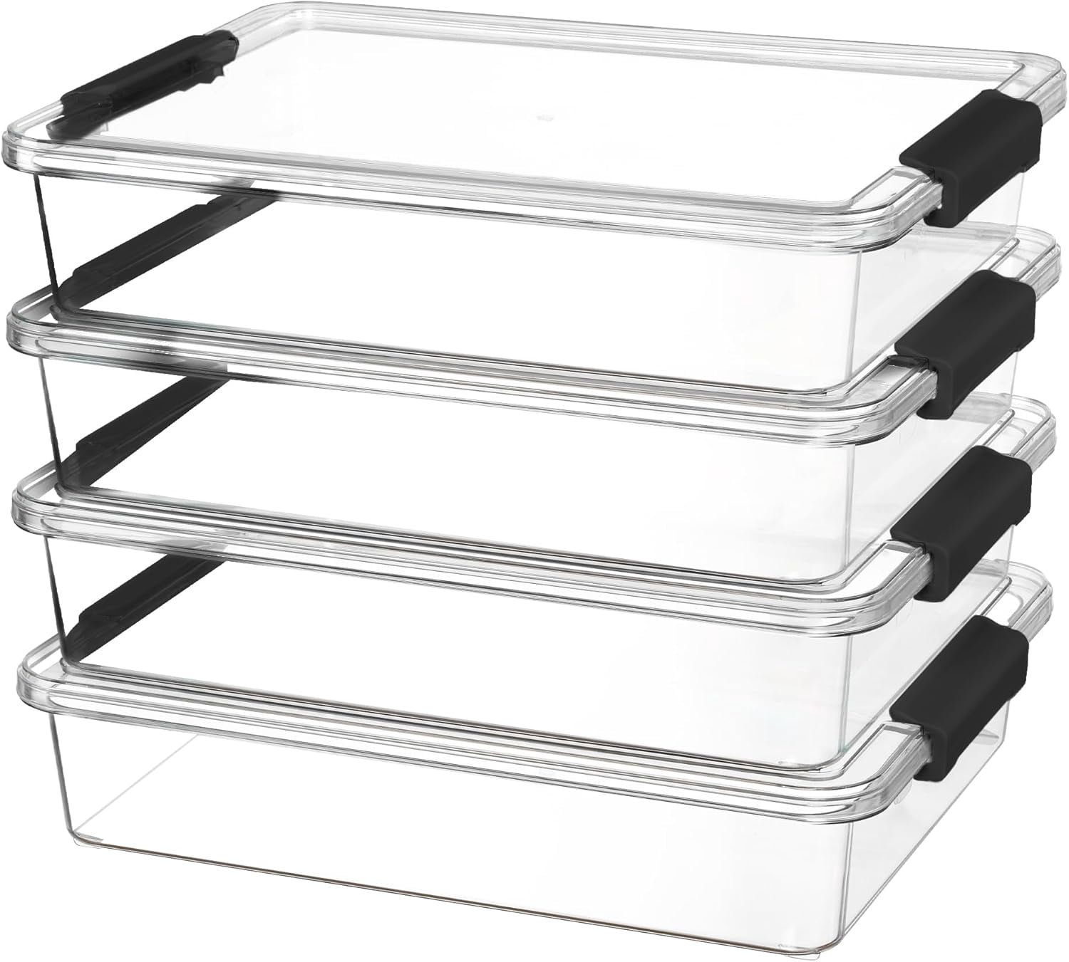 6 Qt Plastic Storage Bins with Lids, Clear Sensory Bins, Arts Crafts Organizers and Storage, Stackable Containers for Home Office and School Supplies, 8 Pack