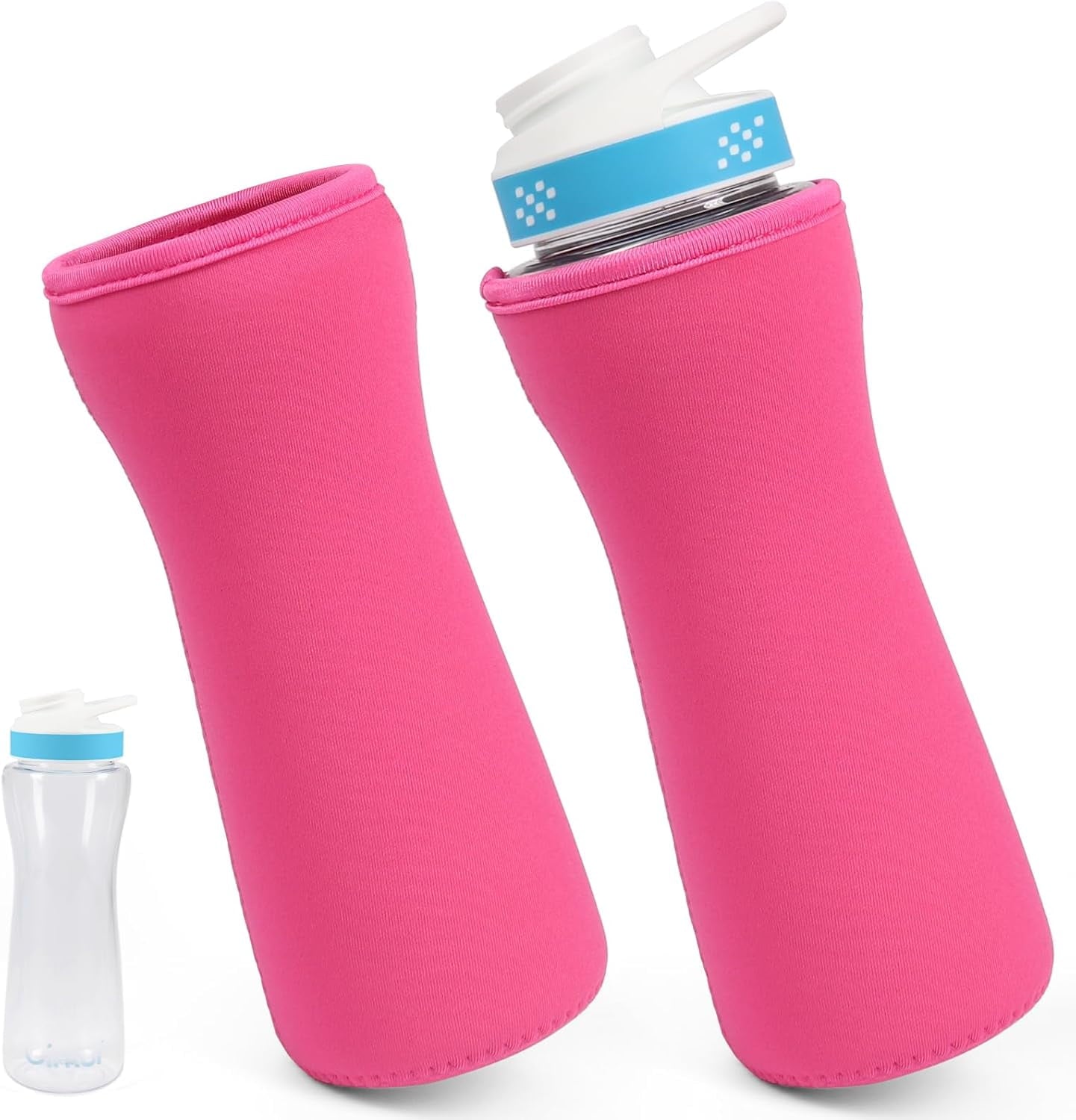 2PCS Water Bottle 22 oz / 32 oz,Water Bottle Plastic &amp; Stainless Steel Bottle, Water Bottle Cover for Retaining Temperature