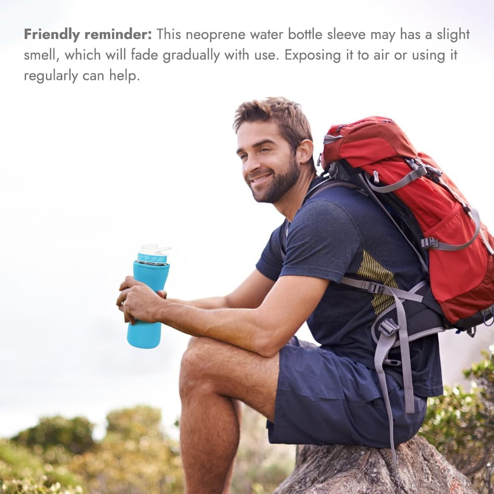 2PCS Water Bottle 22 oz / 32 oz,Water Bottle Plastic &amp; Stainless Steel Bottle, Water Bottle Cover for Retaining Temperature