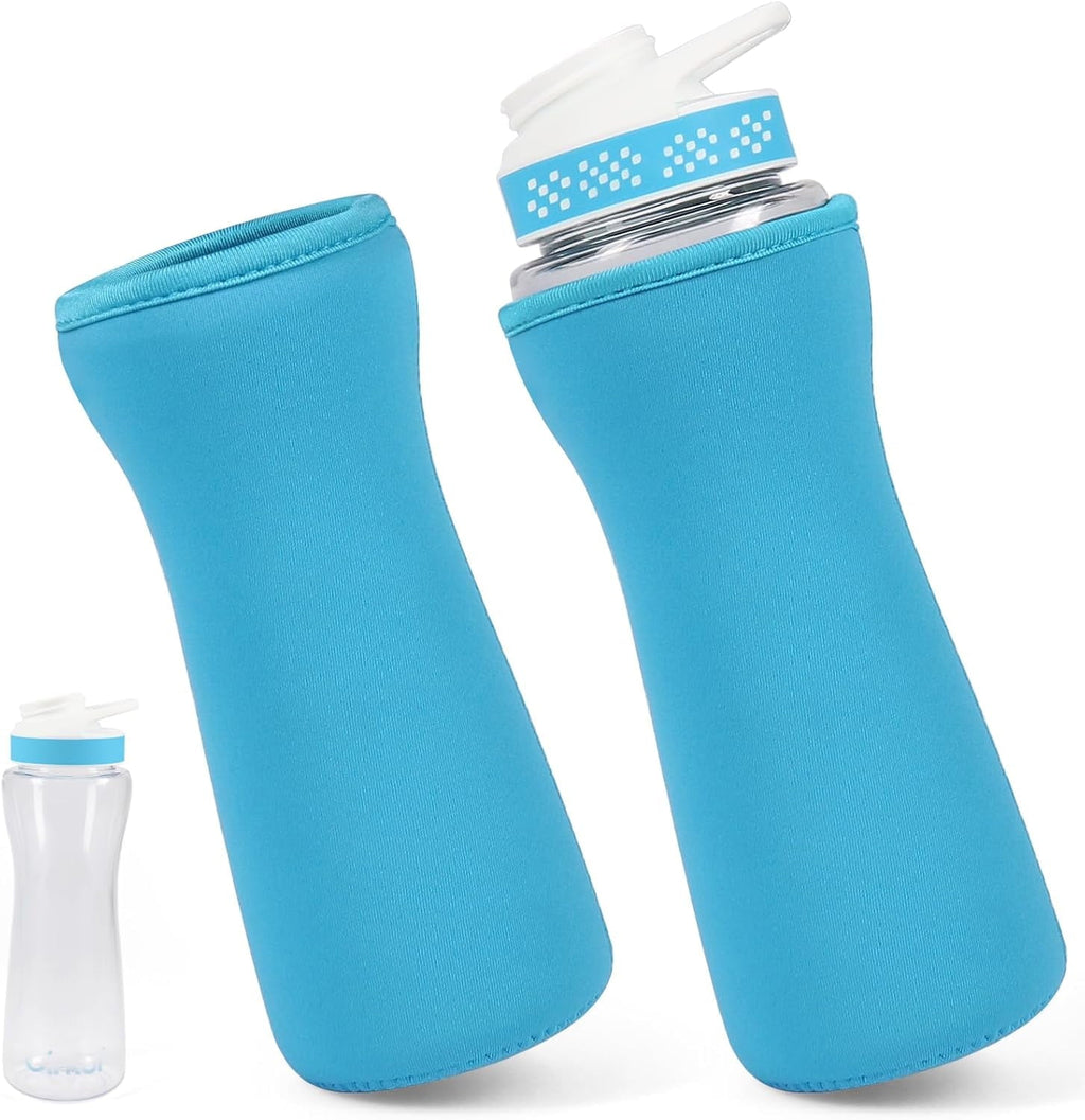 2PCS Water Bottle 22 oz / 32 oz,Water Bottle Plastic &amp; Stainless Steel Bottle, Water Bottle Cover for Retaining Temperature