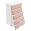 Pink Chest of Storage 5 Drawers Dresser Tower Pink Cabinet for Bedroom Organizer Unit,PP,Rectangular,17.12*11.42*31.5 inch