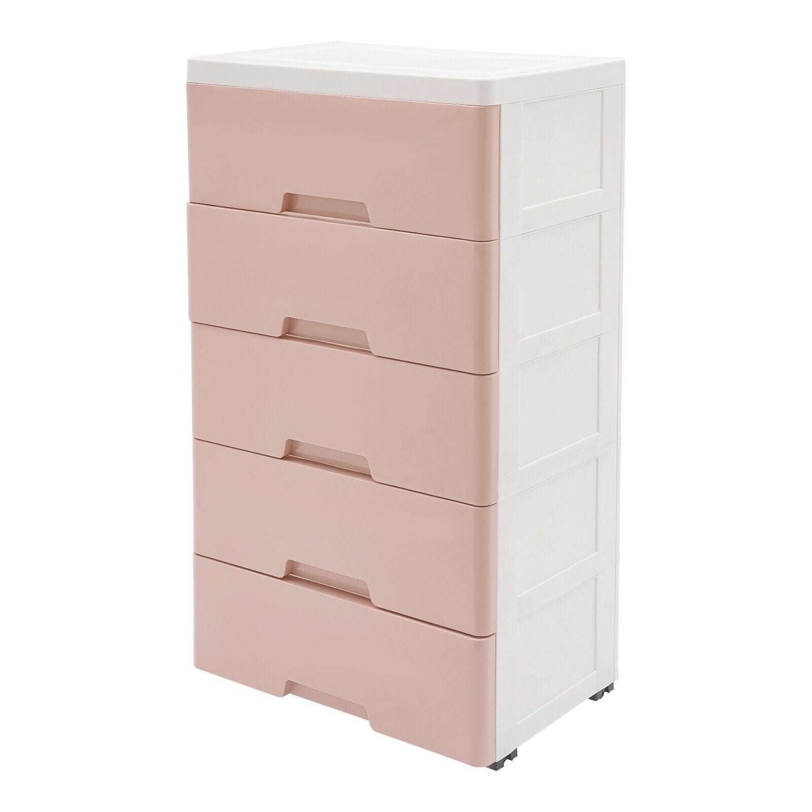 Pink Chest of Storage 5 Drawers Dresser Tower Pink Cabinet for Bedroom Organizer Unit,PP,Rectangular,17.12*11.42*31.5 inch