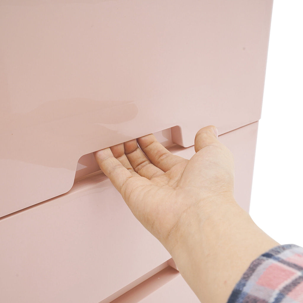 Pink Chest of Storage 5 Drawers Dresser Tower Pink Cabinet for Bedroom Organizer Unit,PP,Rectangular,17.12*11.42*31.5 inch