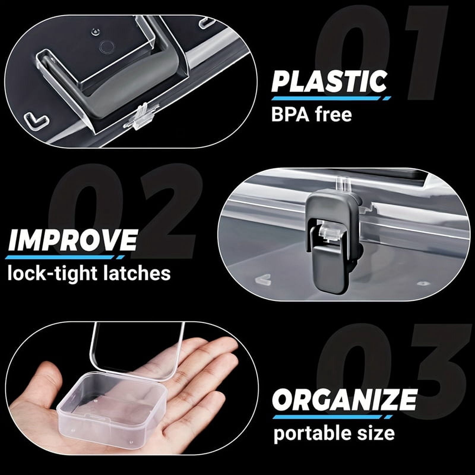 Bead Organizer Box with Handle, 24 Pcs Rectangle Storage Plastic Cases, Mini Clear Bead Storage Contai