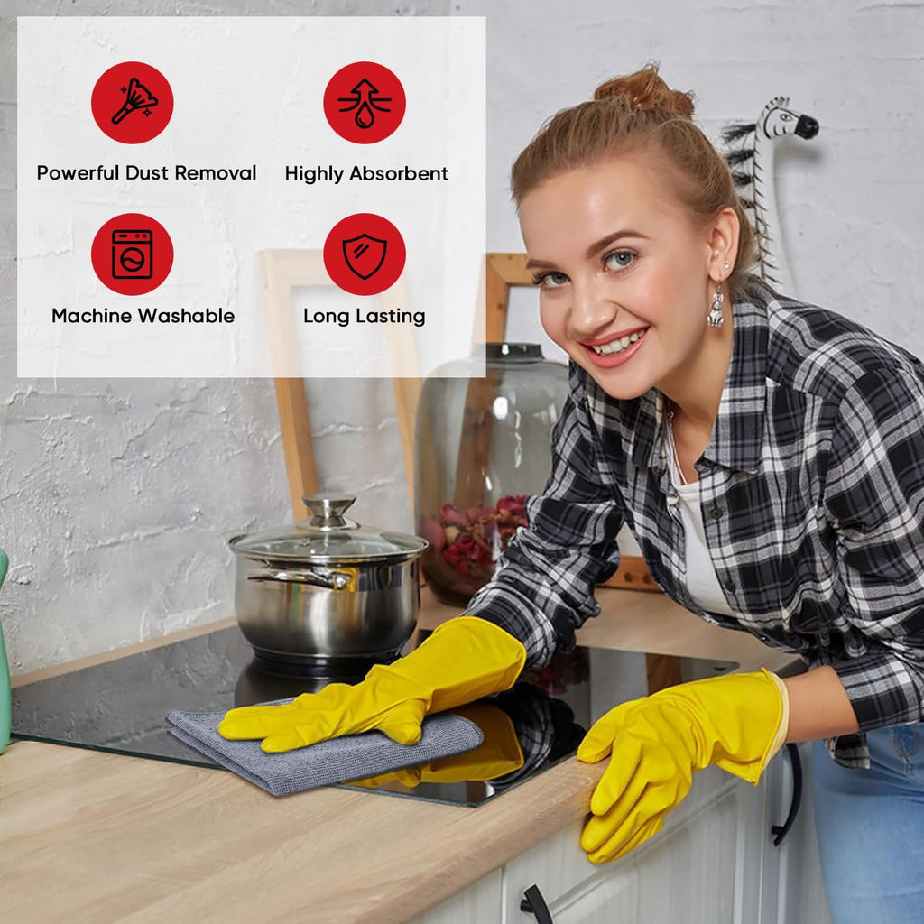 Microfiber Cleaning Cloth 24 Pack, Microfiber Towels For Cars, Soft &amp; Absorbent Cleaning Rags, Premium Lint Free Shop Towels For House, Kitchen, Car, 12inx16in