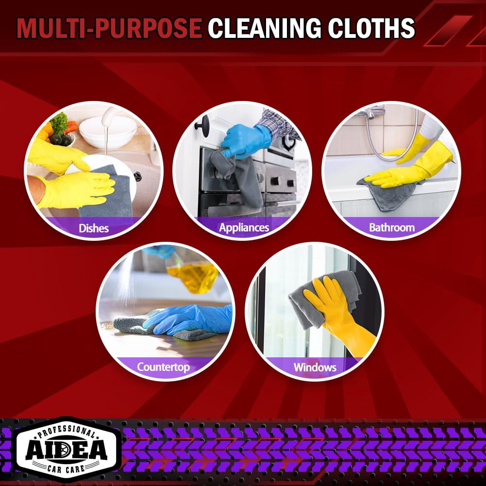 Microfiber Cleaning Cloth 24 Pack, Microfiber Towels For Cars, Soft &amp; Absorbent Cleaning Rags, Premium Lint Free Shop Towels For House, Kitchen, Car, 12inx16in