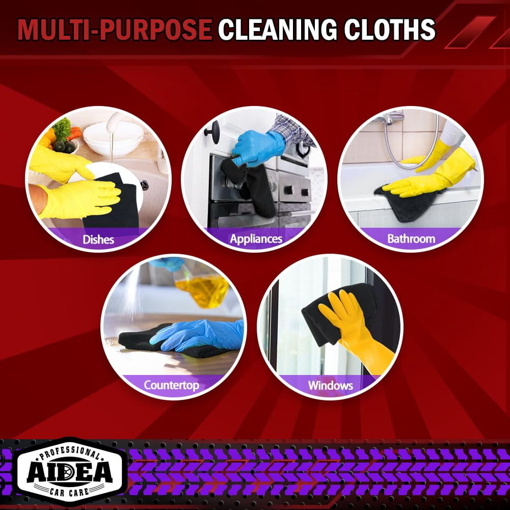 Microfiber Cleaning Cloth 24 Pack, Microfiber Towels For Cars, Soft &amp; Absorbent Cleaning Rags, Premium Lint Free Shop Towels For House, Kitchen, Car, 12inx16in