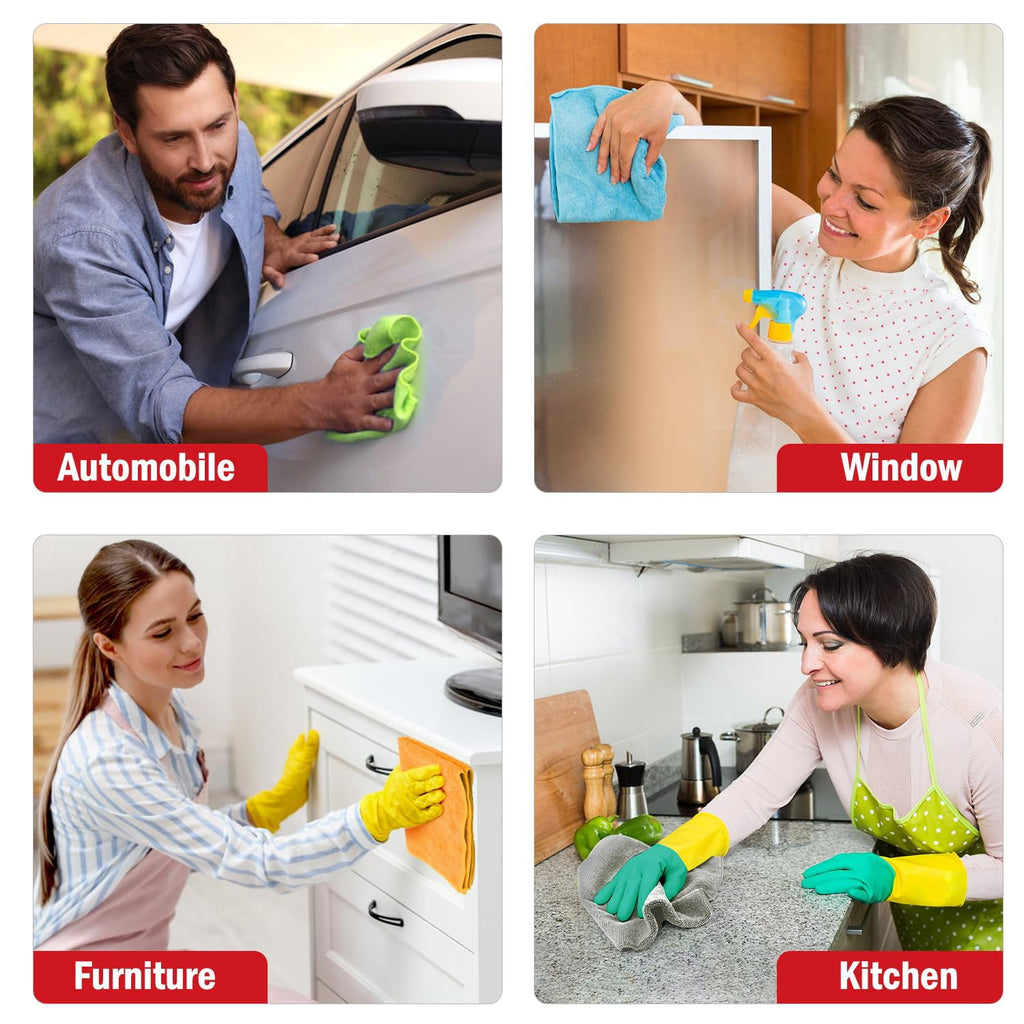 Microfiber Cleaning Cloth 24 Pack, Microfiber Towels For Cars, Soft &amp; Absorbent Cleaning Rags, Premium Lint Free Shop Towels For House, Kitchen, Car, 12inx16in