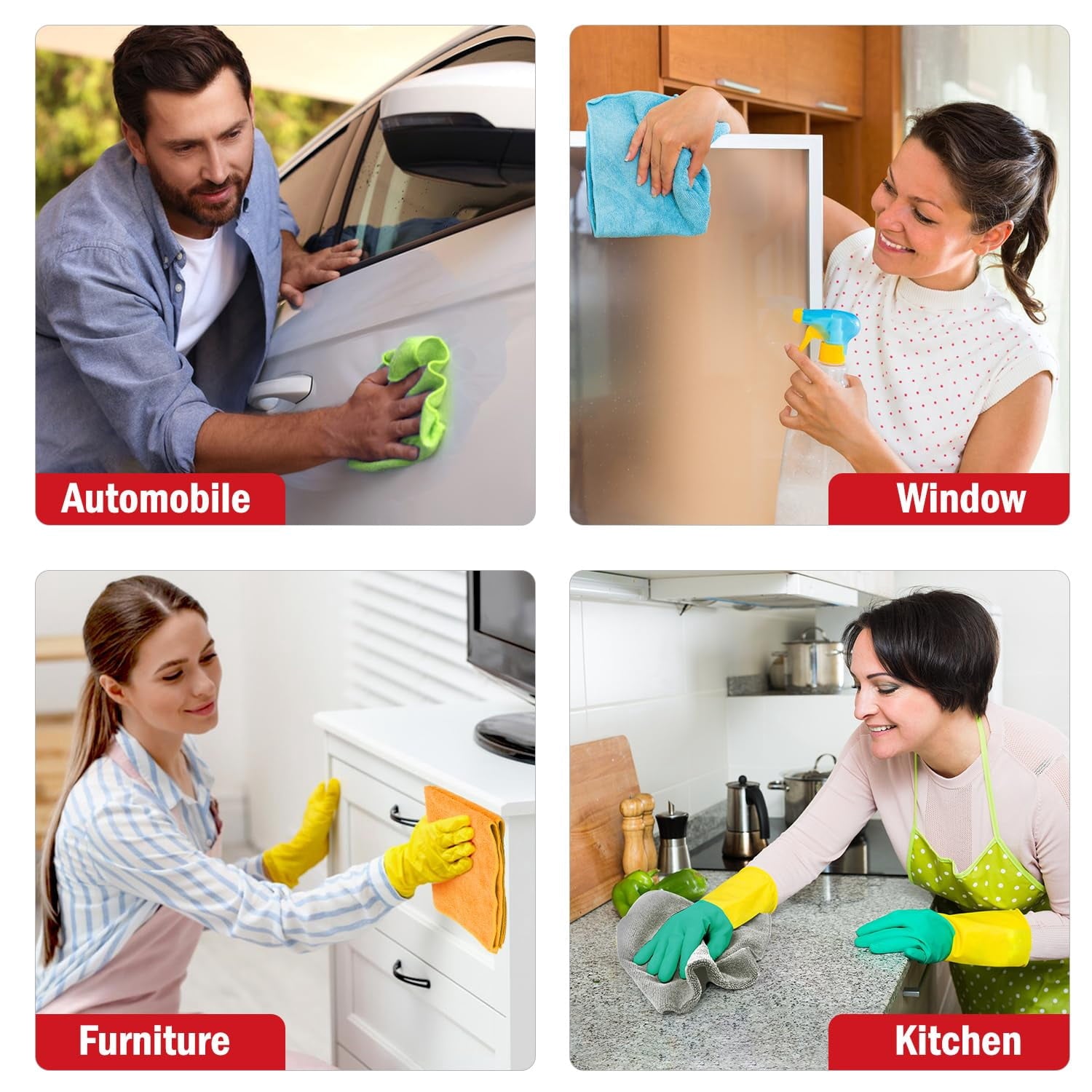 Microfiber Cleaning Cloth 24 Pack, Microfiber Towels For Cars, Soft &amp; Absorbent Cleaning Rags, Premium Lint Free Shop Towels For House, Kitchen, Car, 12inx16in