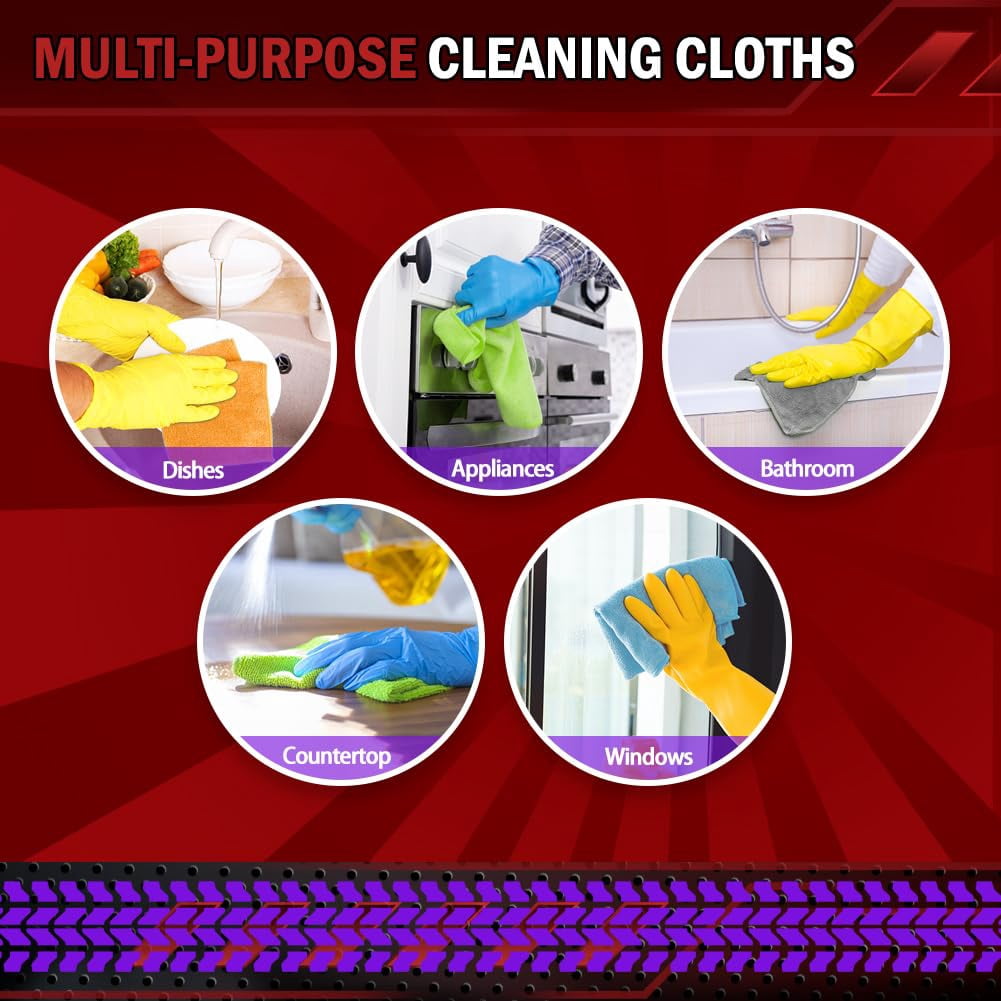 Microfiber Cleaning Cloth 24 Pack, Microfiber Towels For Cars, Soft &amp; Absorbent Cleaning Rags, Premium Lint Free Shop Towels For House, Kitchen, Car, 12inx16in