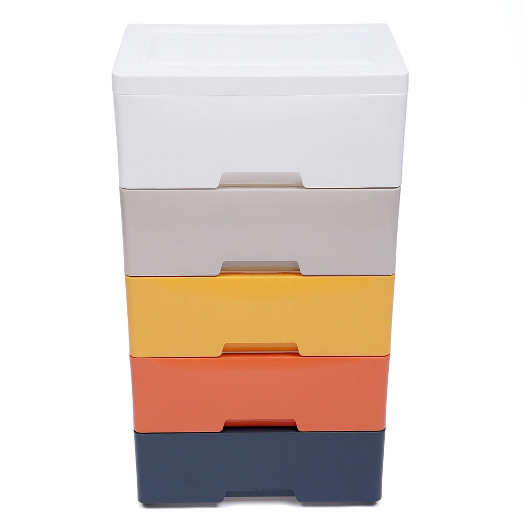 5-Tier Plastic 5 Drawers Dresser Storage Cabinet Bedroom Chest Closet Organizer