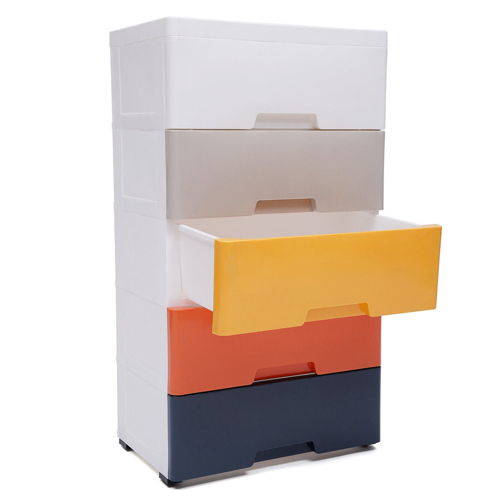 5-Tier Plastic 5 Drawers Dresser Storage Cabinet Bedroom Chest Closet Organizer