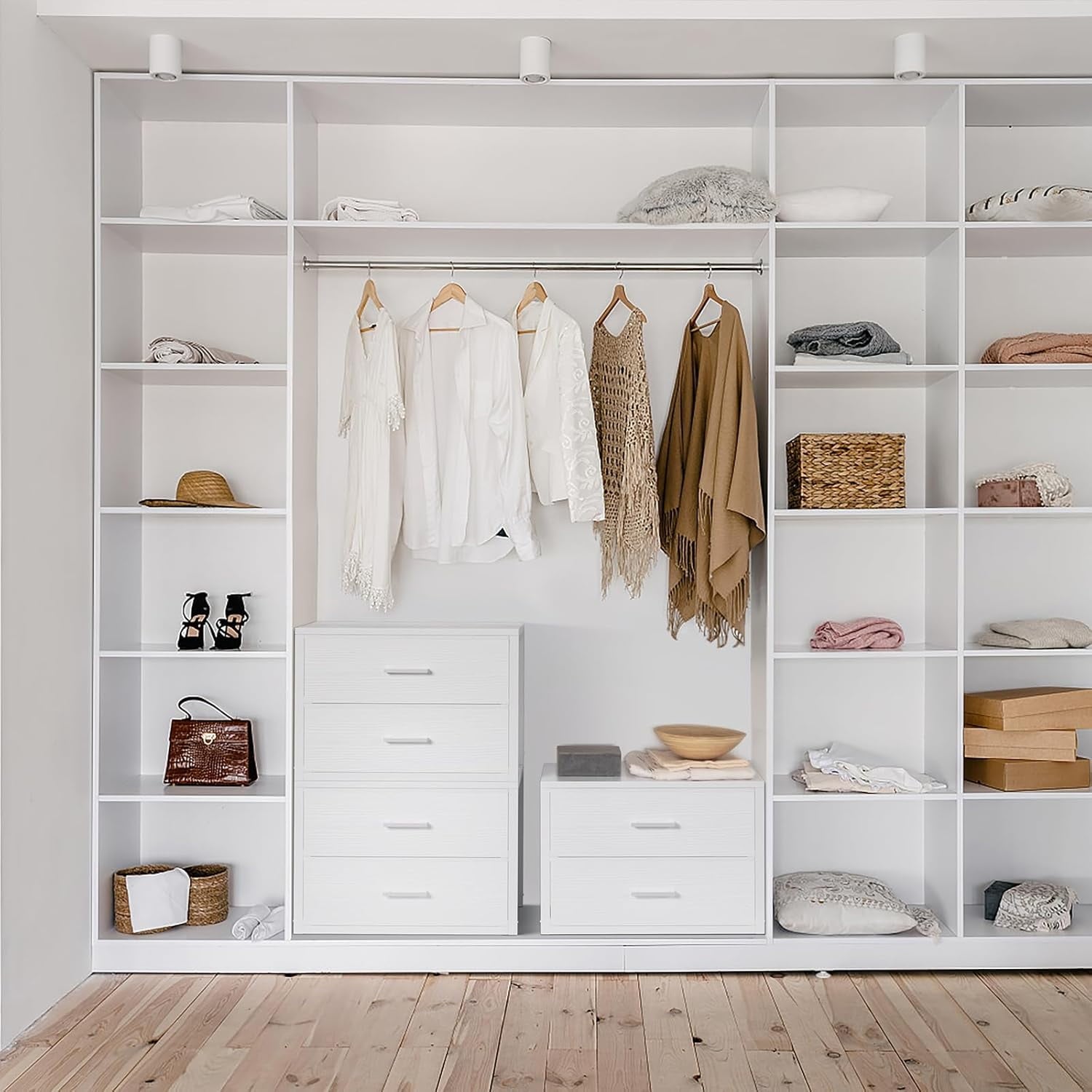 Stackable Storage Drawers Closet Organizers and Storage Bins Fabric White 2 Drawer Dresser for Bedroom Office Modern