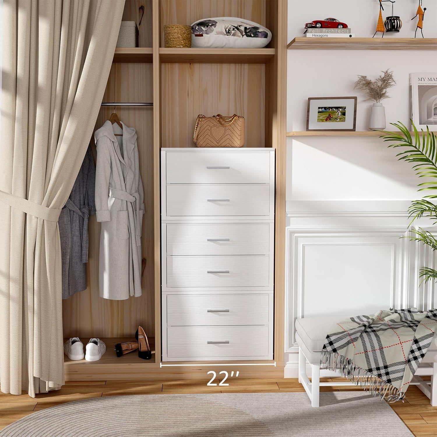 Stackable Storage Drawers Closet Organizers and Storage Bins Fabric White 2 Drawer Dresser for Bedroom Office Modern