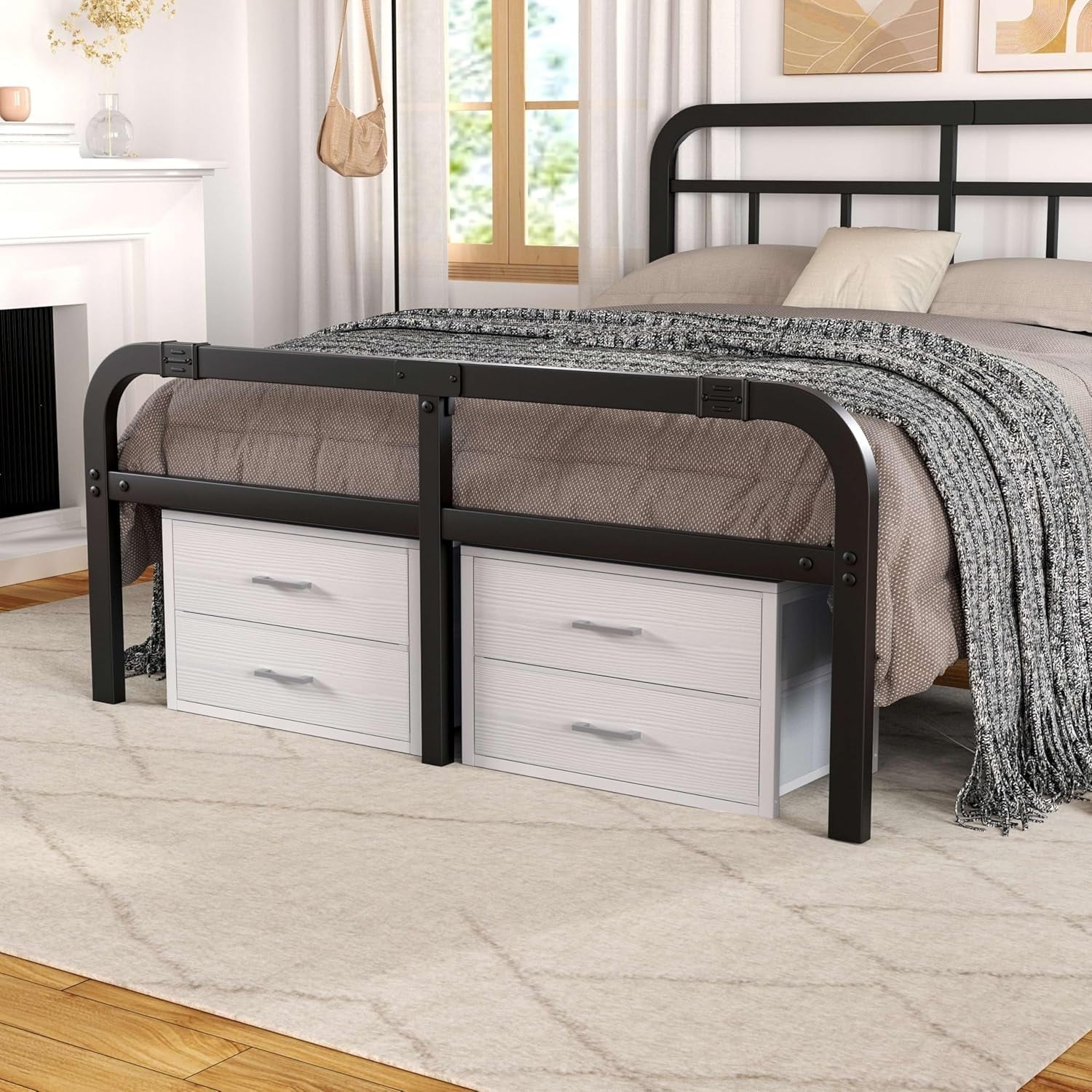 Stackable Storage Drawers Closet Organizers and Storage Bins Fabric White 2 Drawer Dresser for Bedroom Office Modern