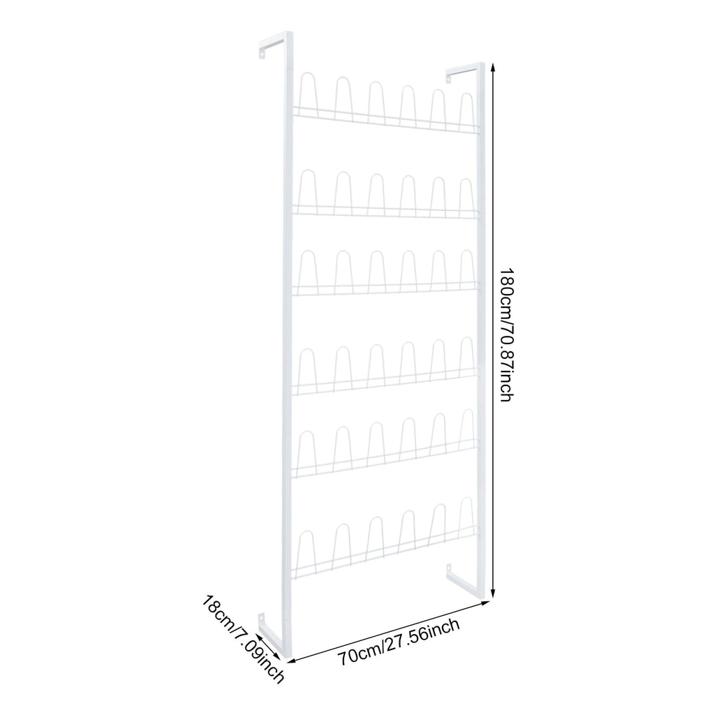 6 Tiers Metal Shoe Organizer, Wall Mounted Shoe Rack, Metal Hanging Shoe Rack White