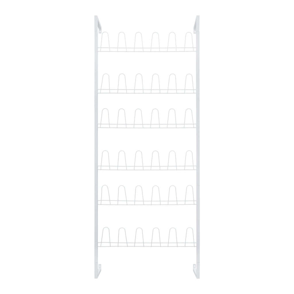 6 Tiers Metal Shoe Organizer, Wall Mounted Shoe Rack, Metal Hanging Shoe Rack White