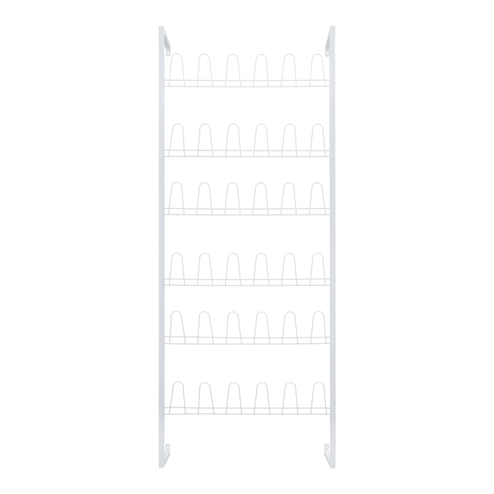 6 Tiers Metal Shoe Organizer, Wall Mounted Shoe Rack, Metal Hanging Shoe Rack White