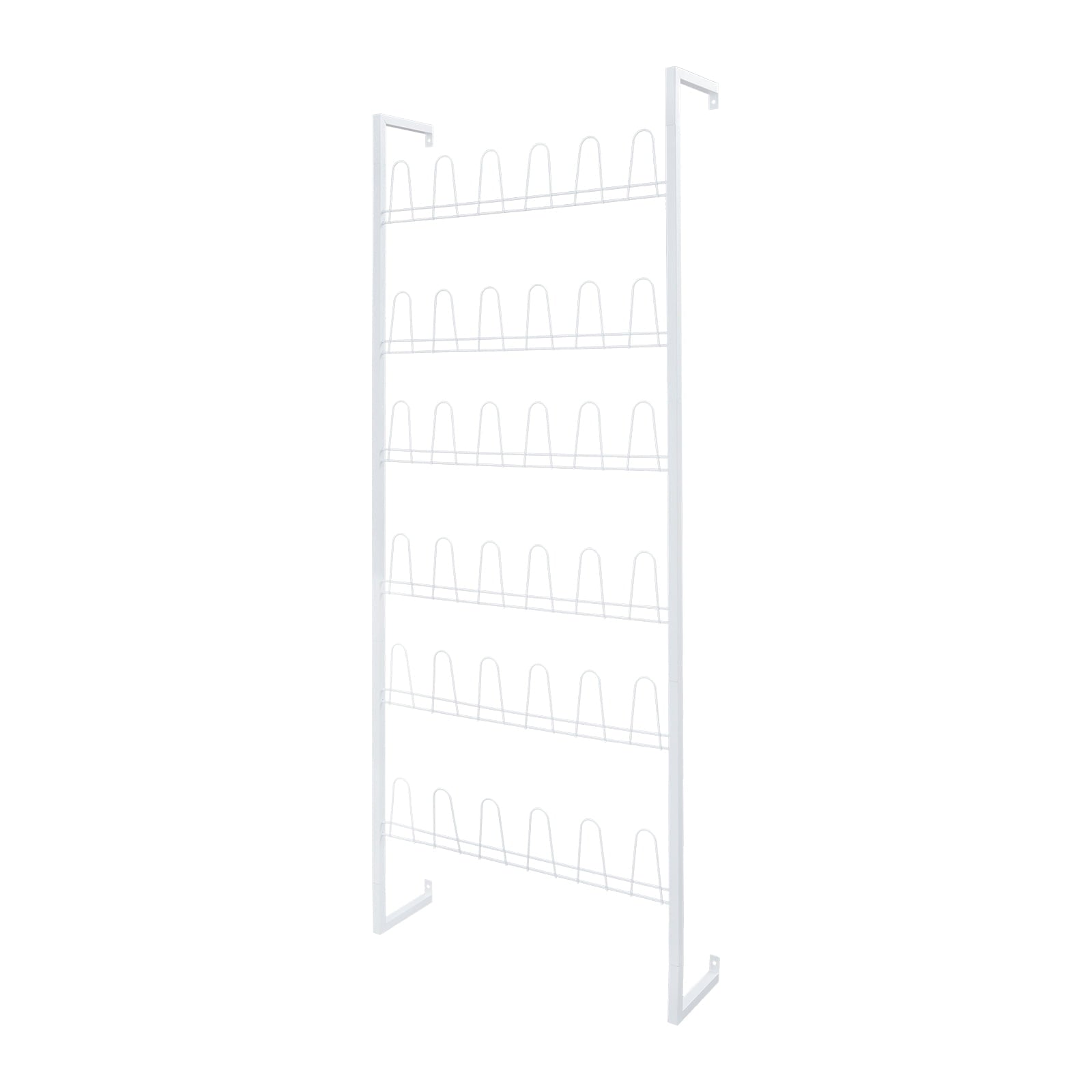 6 Tiers Metal Shoe Organizer, Wall Mounted Shoe Rack, Metal Hanging Shoe Rack White