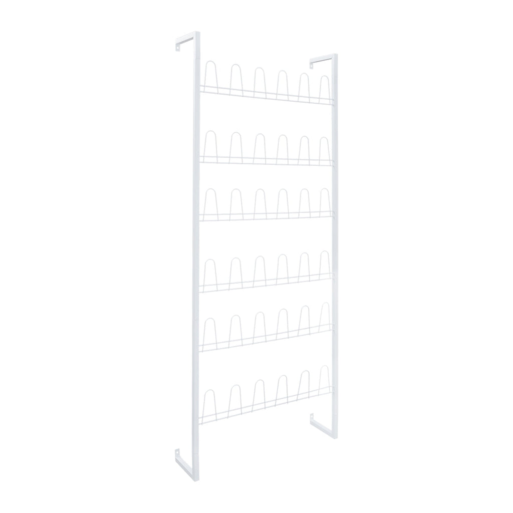 6 Tiers Metal Shoe Organizer, Wall Mounted Shoe Rack, Metal Hanging Shoe Rack White