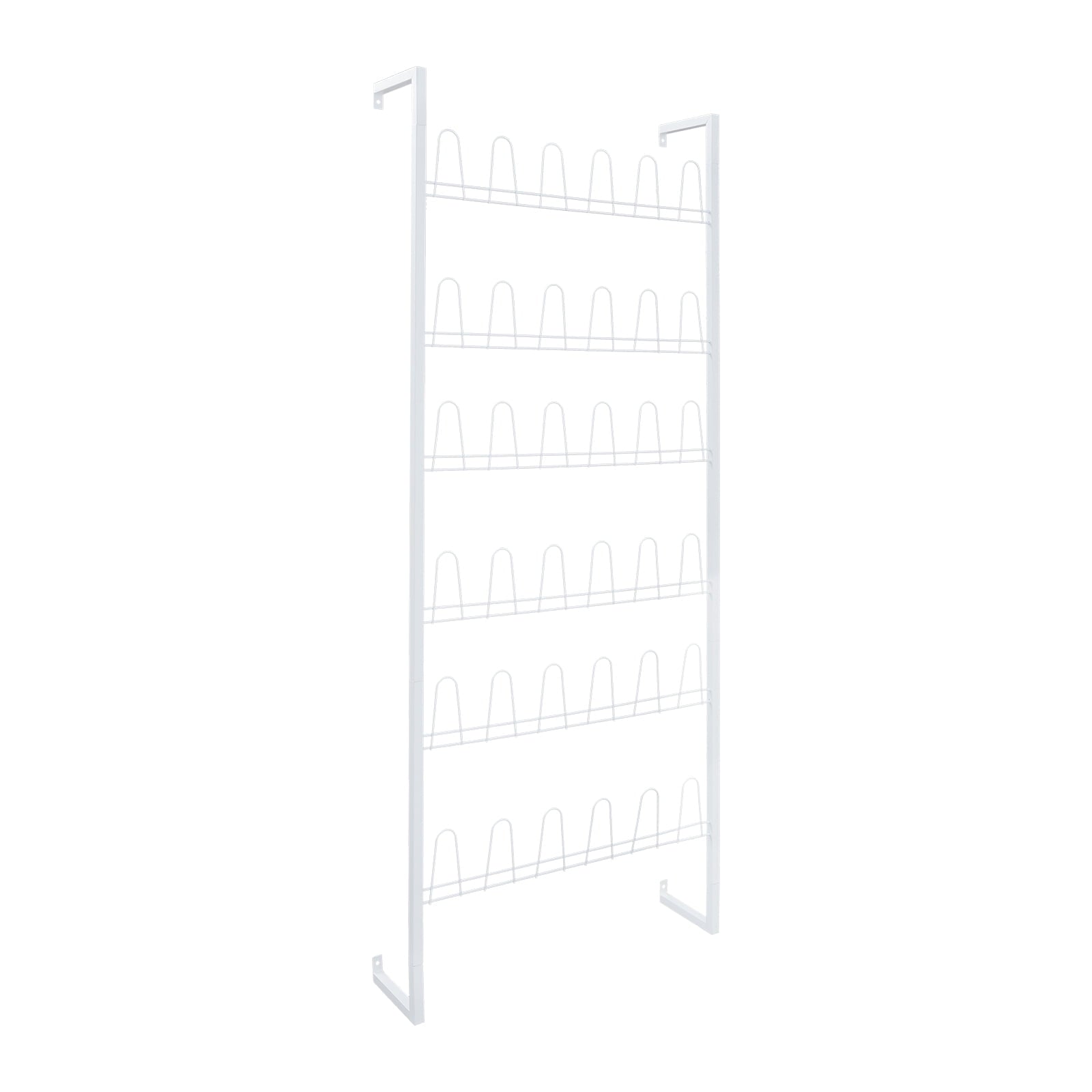 6 Tiers Metal Shoe Organizer, Wall Mounted Shoe Rack, Metal Hanging Shoe Rack White
