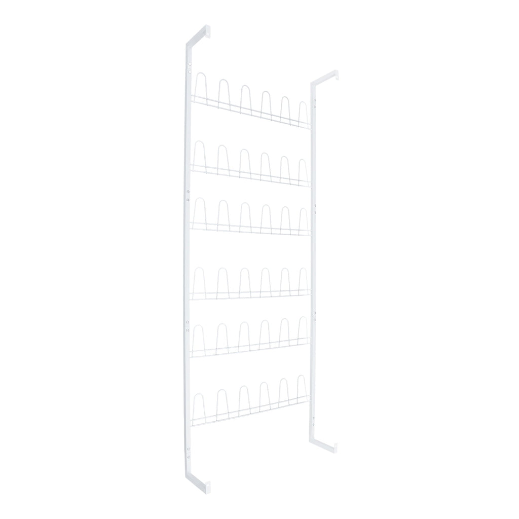6 Tiers Metal Shoe Organizer, Wall Mounted Shoe Rack, Metal Hanging Shoe Rack White