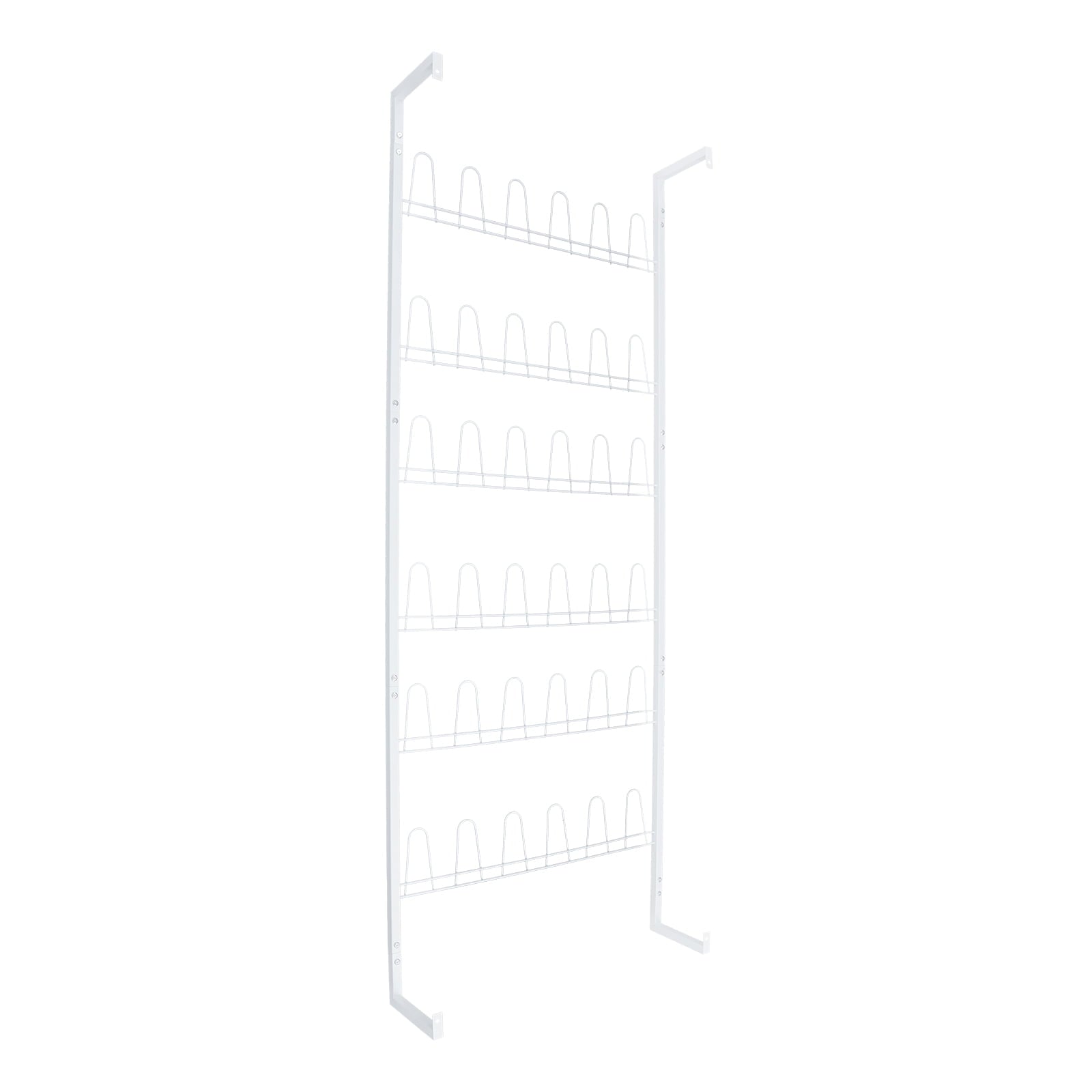 6 Tiers Metal Shoe Organizer, Wall Mounted Shoe Rack, Metal Hanging Shoe Rack White