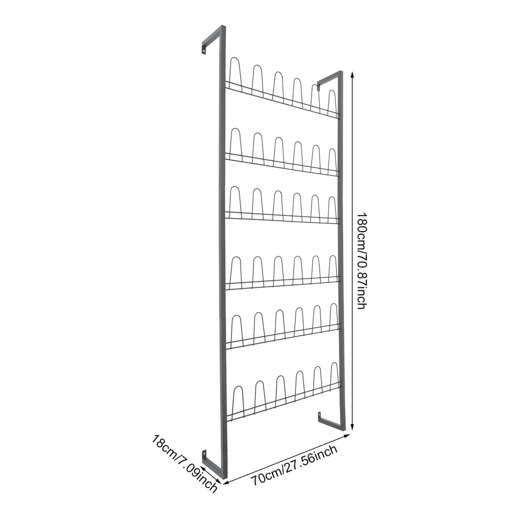 6 Tiers Metal Shoe Organizer, Wall Mounted Shoe Rack, Metal Hanging Shoe Rack White