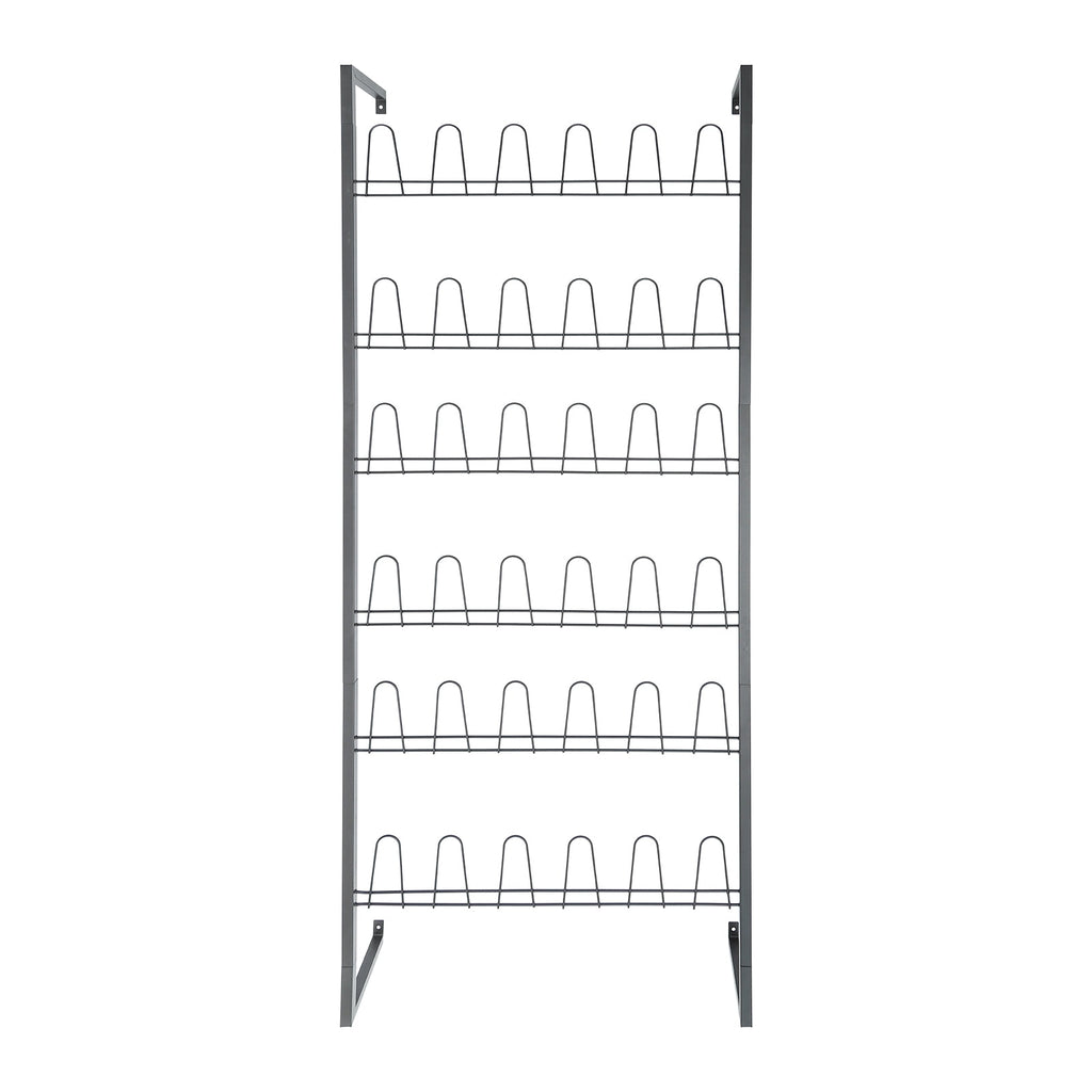 6 Tiers Metal Shoe Organizer, Wall Mounted Shoe Rack, Metal Hanging Shoe Rack White