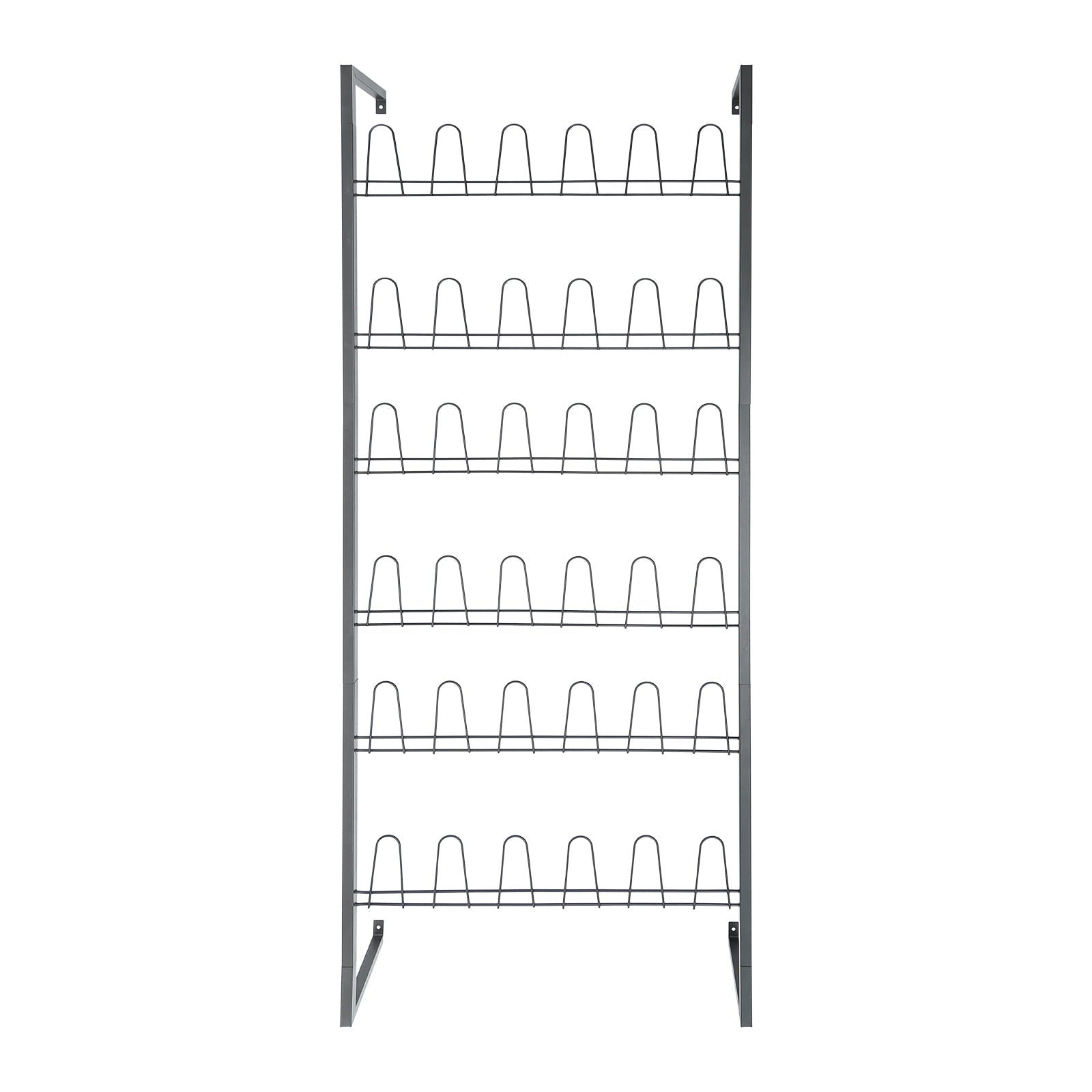 6 Tiers Metal Shoe Organizer, Wall Mounted Shoe Rack, Metal Hanging Shoe Rack White