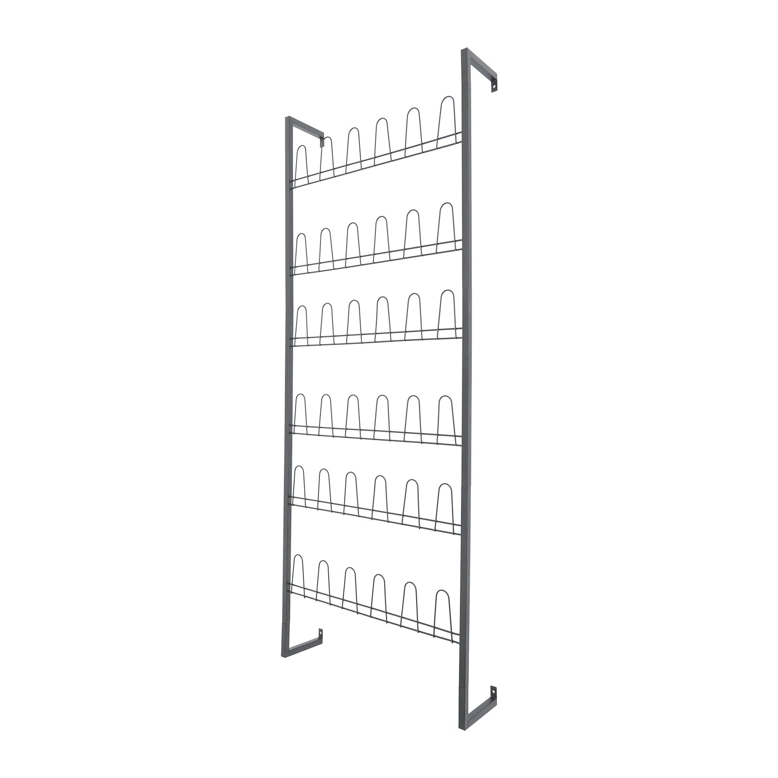 6 Tiers Metal Shoe Organizer, Wall Mounted Shoe Rack, Metal Hanging Shoe Rack White