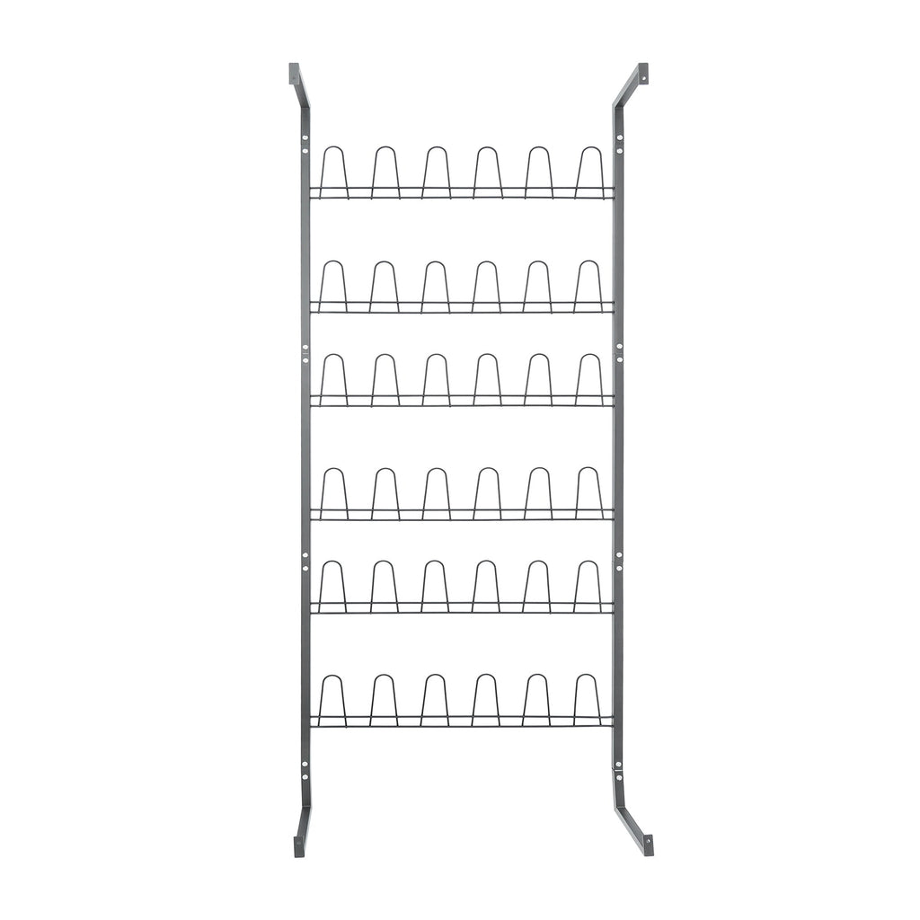 6 Tiers Metal Shoe Organizer, Wall Mounted Shoe Rack, Metal Hanging Shoe Rack White