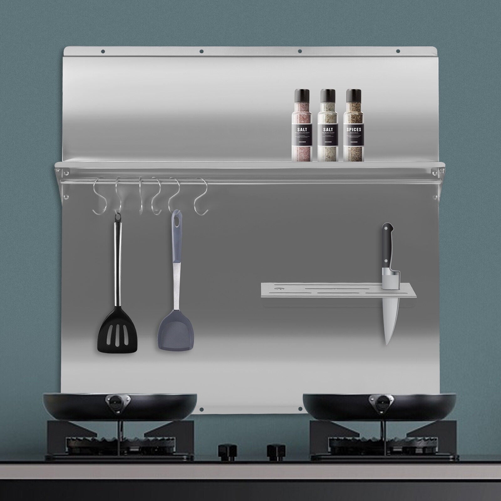 30x30.7" Backsplash Stainless Steel Kitchen Range Hood Wall Tile Shield w/Hooks