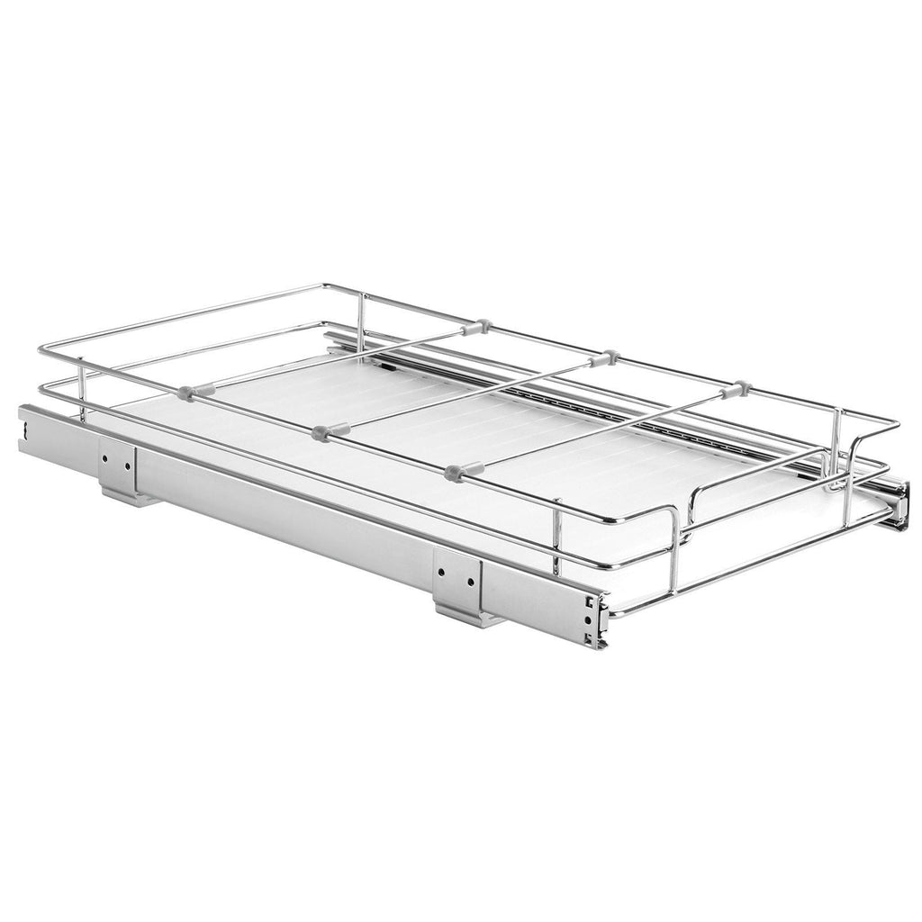 Pull Out Cabinet Organizer 11x21", Heavy Duty Slide Out Pantry Shelves, Chrome Roll Out Drawers, Kitchen Cabinet, Bathroom, Under Sink Storage