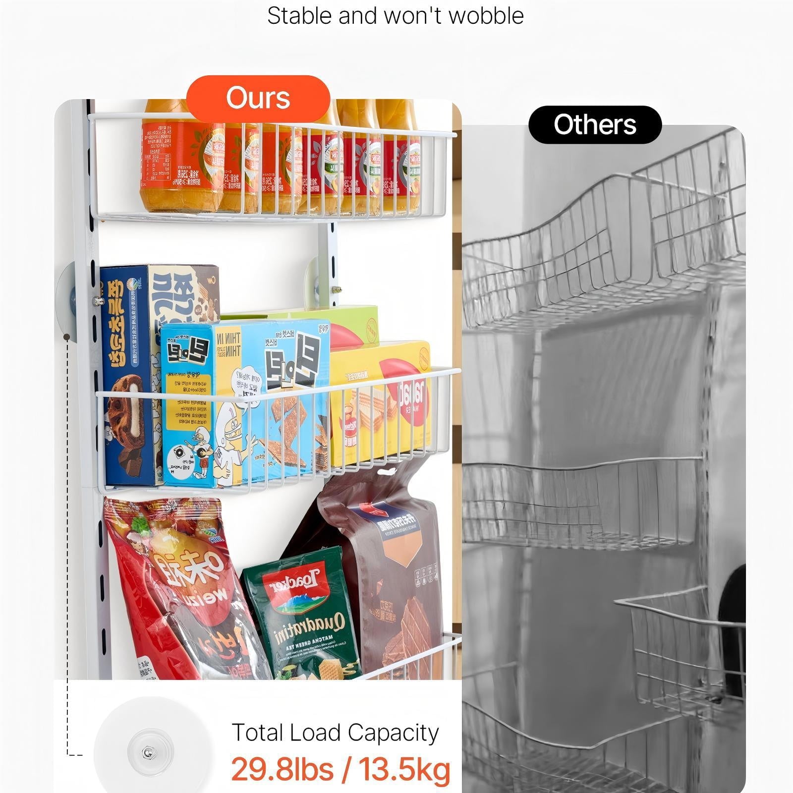 Over The Door Pantry Organizer, 9-Tier Pantry Organization and Storage, Metal Hanging Spice Rack for Kitchen, Laundry, Bathroom, Back of Door Seasoning Rack 9 Baskets, White