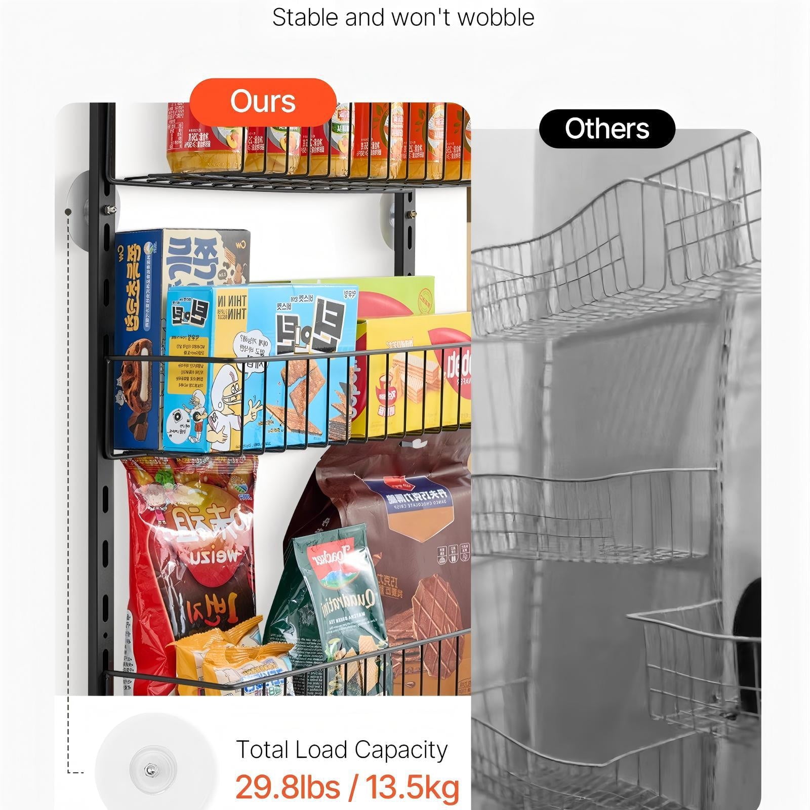 Over The Door Pantry Organizer, 9-Tier Pantry Organization and Storage, Metal Hanging Spice Rack for Kitchen, Laundry, Bathroom, Back of Door Seasoning Rack 9 Baskets, White
