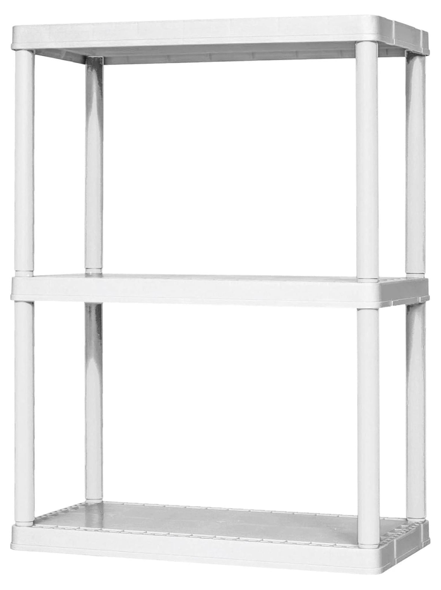 3 Shelf Knect-A-Shelf Ventilated Light Duty Storage Unit Organizer System for Home, Garage, Basement, and Laundry, White