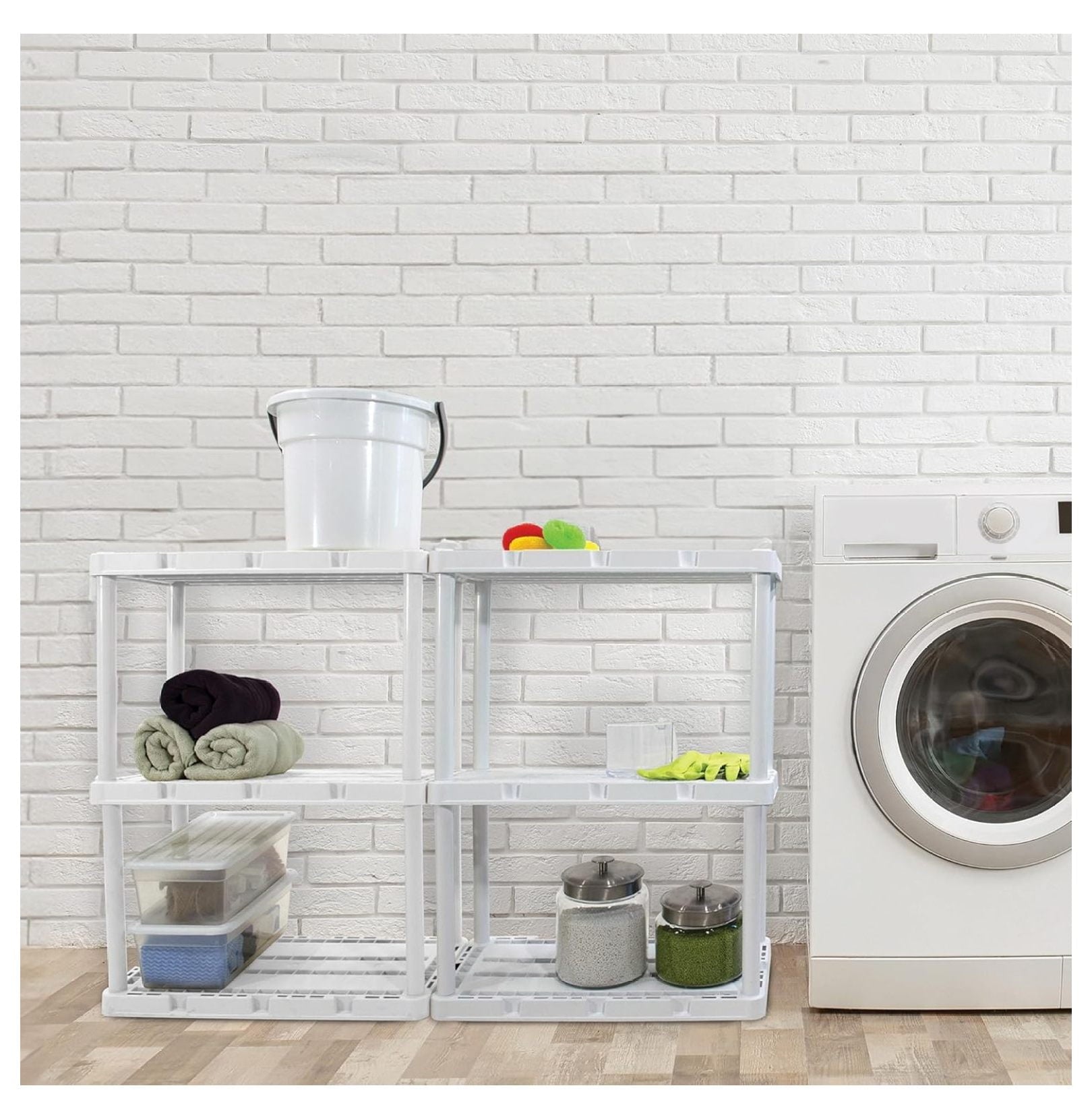 3 Shelf Knect-A-Shelf Ventilated Light Duty Storage Unit Organizer System for Home, Garage, Basement, and Laundry, White