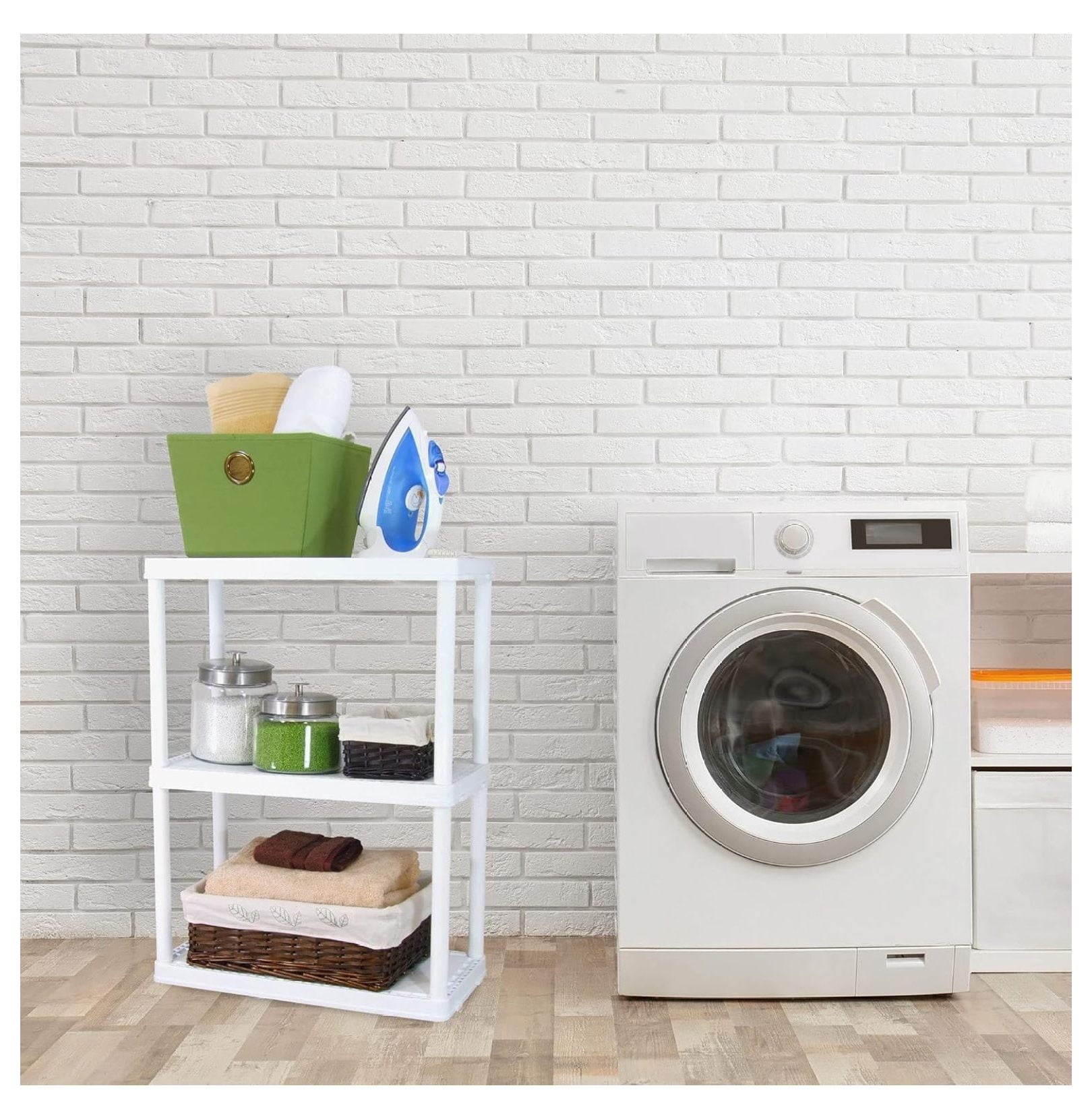 3 Shelf Knect-A-Shelf Ventilated Light Duty Storage Unit Organizer System for Home, Garage, Basement, and Laundry, White