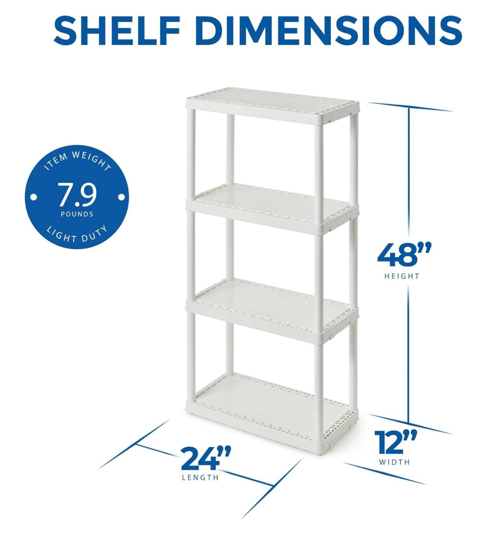 3 Shelf Knect-A-Shelf Ventilated Light Duty Storage Unit Organizer System for Home, Garage, Basement, and Laundry, White