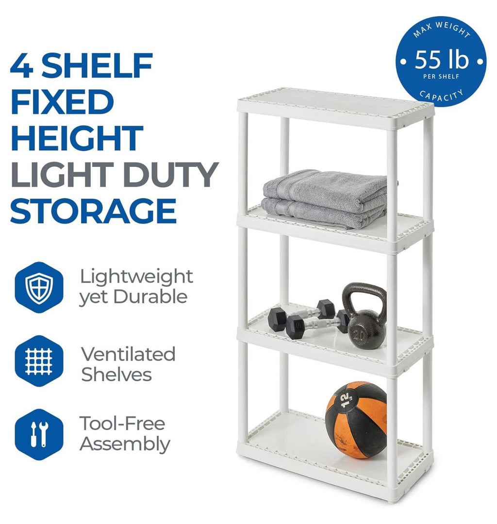 3 Shelf Knect-A-Shelf Ventilated Light Duty Storage Unit Organizer System for Home, Garage, Basement, and Laundry, White