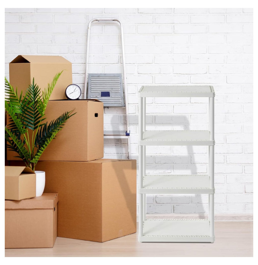 3 Shelf Knect-A-Shelf Ventilated Light Duty Storage Unit Organizer System for Home, Garage, Basement, and Laundry, White