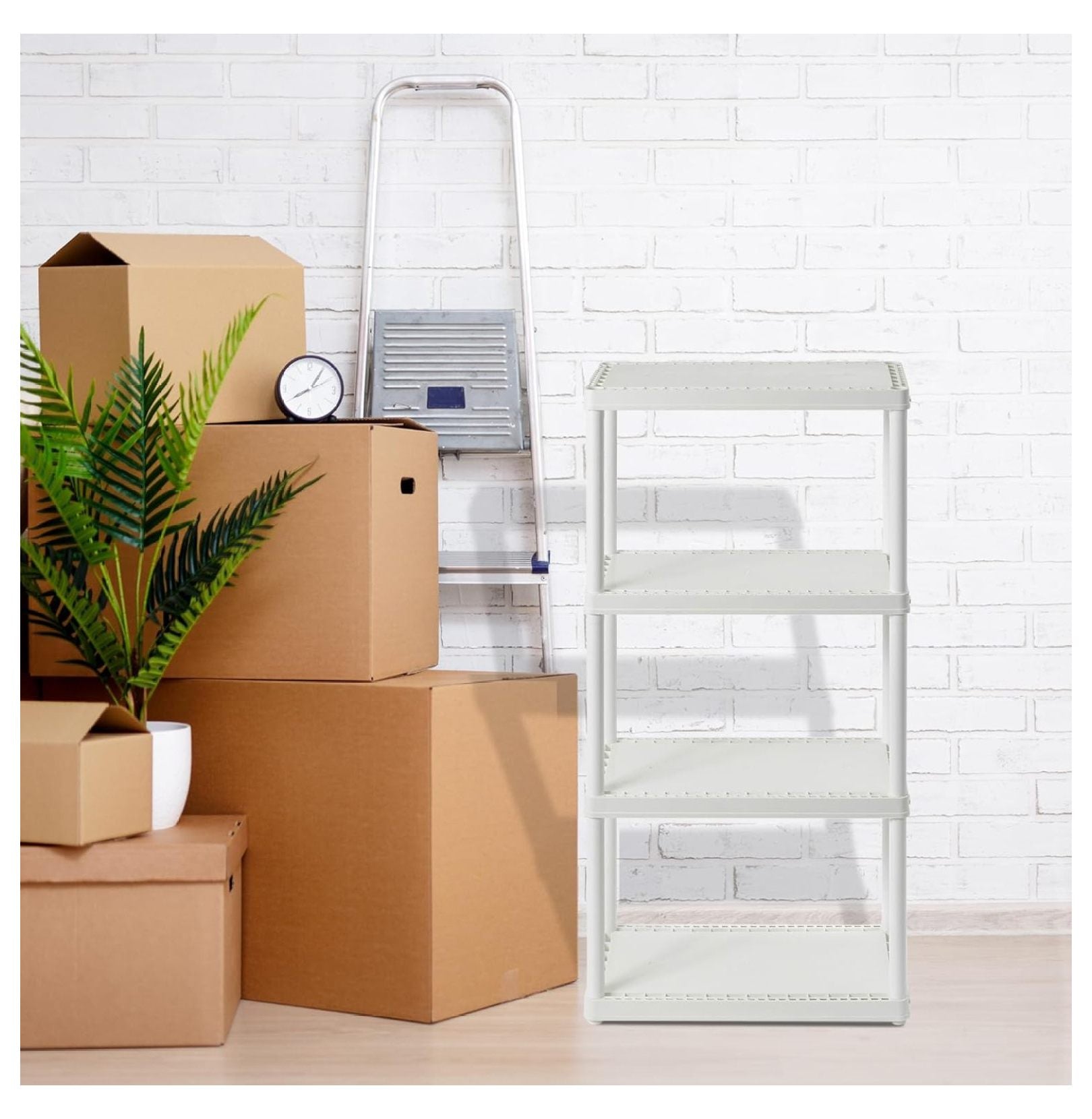 3 Shelf Knect-A-Shelf Ventilated Light Duty Storage Unit Organizer System for Home, Garage, Basement, and Laundry, White